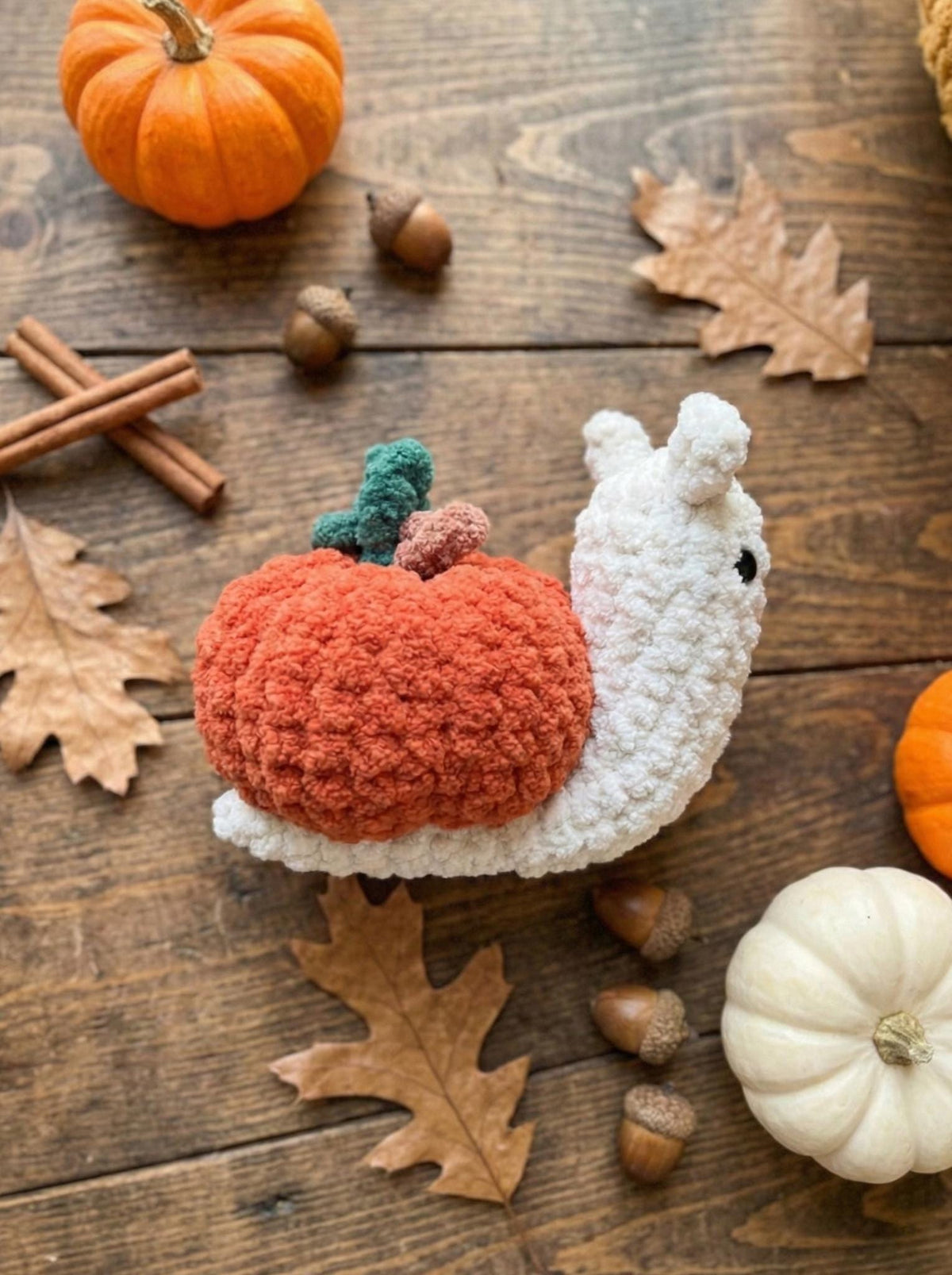 Snail Crochet Plushie Amigurumi Hot Cocoa, Peppermint, Pumpkin, Pumpkin Pie