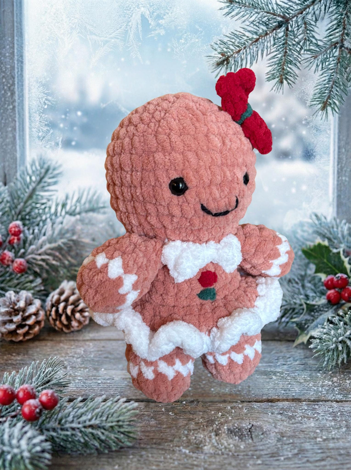 Crochet Gingerbread Plushie Amigurumi – Handmade Gift | Crescent Moon