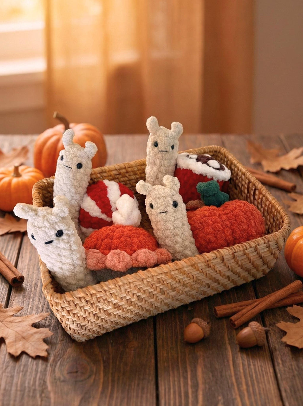 Snail Crochet Plushie Amigurumi Hot Cocoa, Peppermint, Pumpkin, Pumpkin Pie