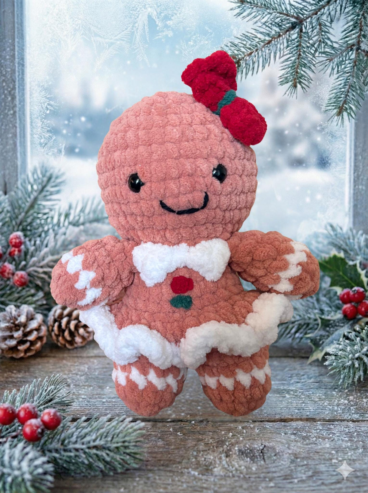 Crochet Gingerbread Plushie Amigurumi – Handmade Gift | Crescent Moon