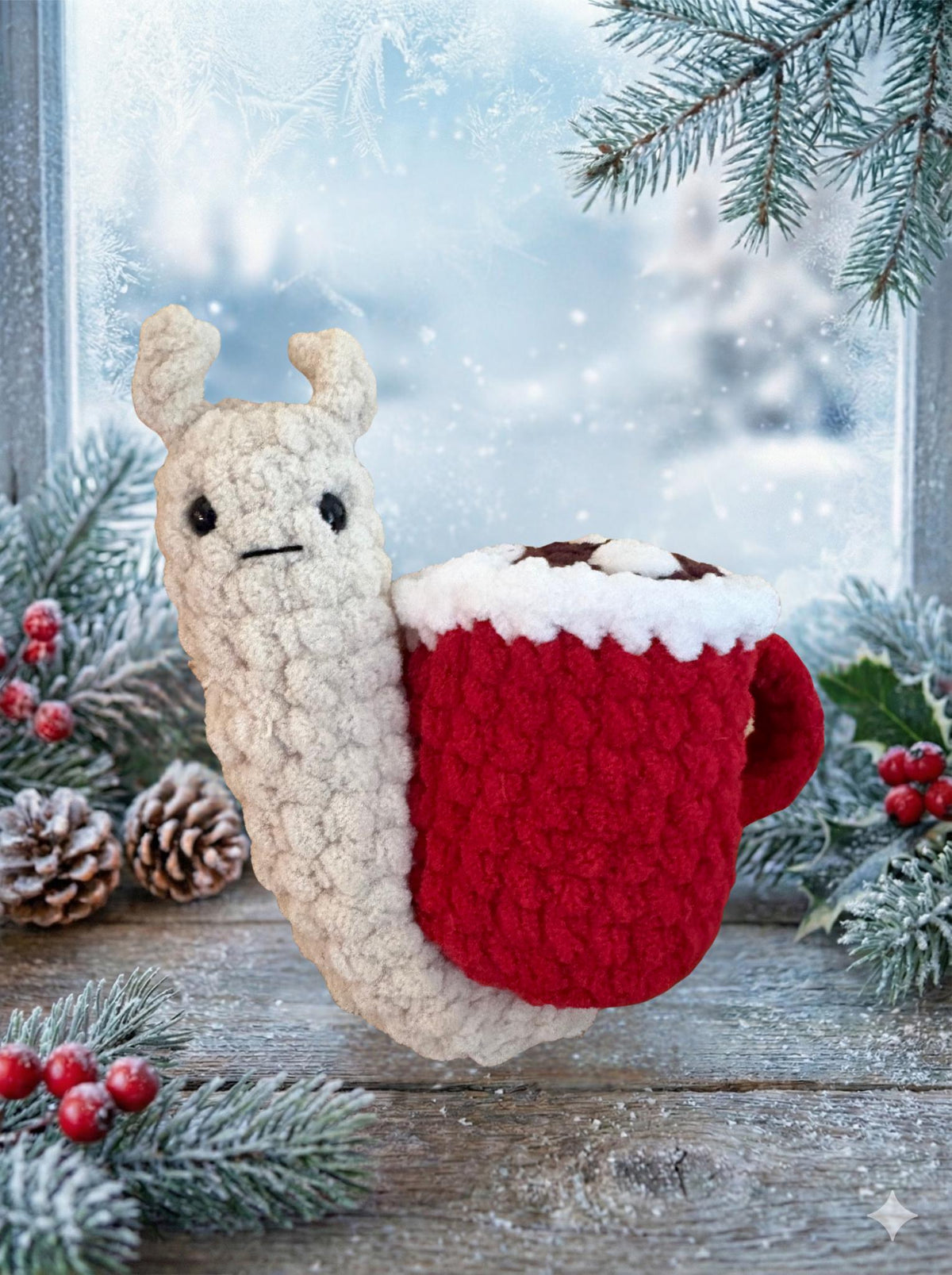 Snail Crochet Plushie Amigurumi Hot Cocoa, Peppermint, Pumpkin, Pumpkin Pie