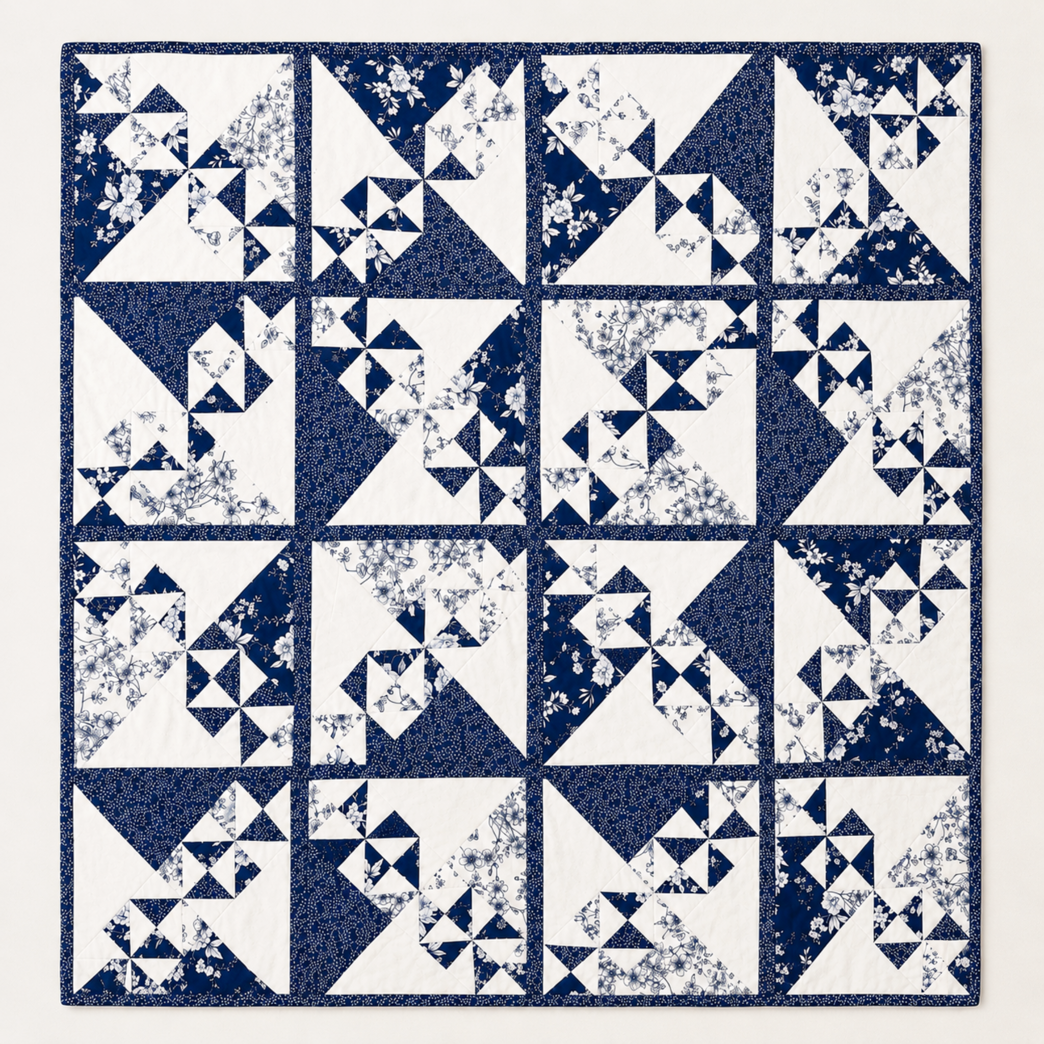 Blue & White Heirloom Throw Quilt