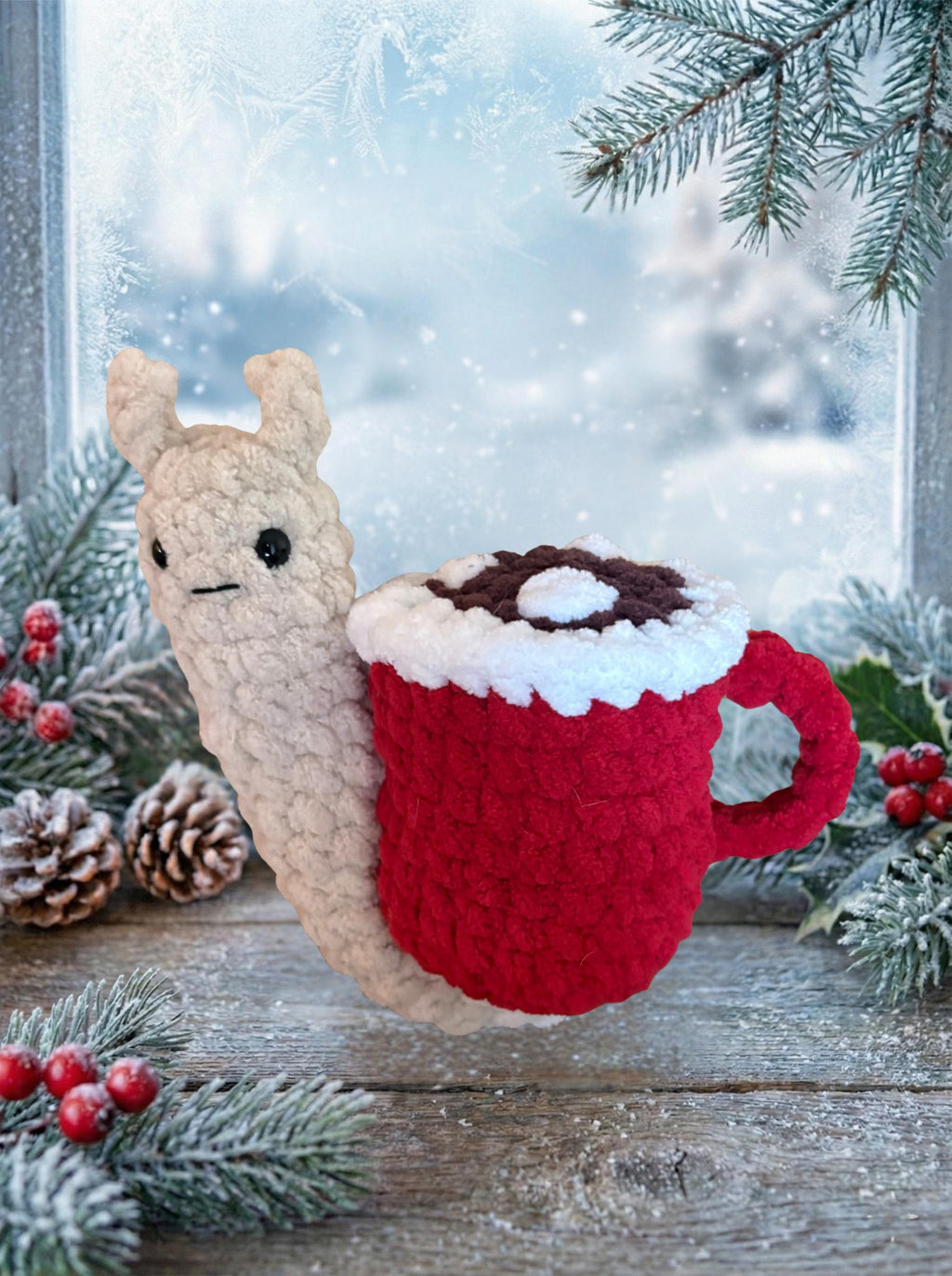Snail Crochet Plushie Amigurumi Hot Cocoa, Peppermint, Pumpkin, Pumpkin Pie