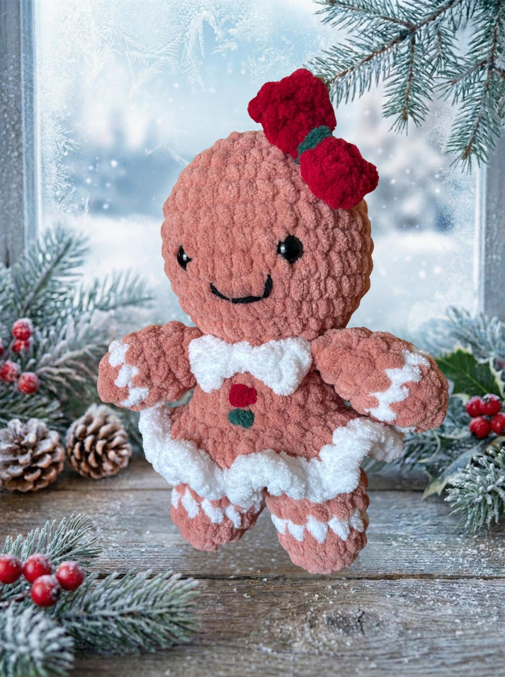 Crochet Gingerbread Plushie Amigurumi – Handmade Gift | Crescent Moon