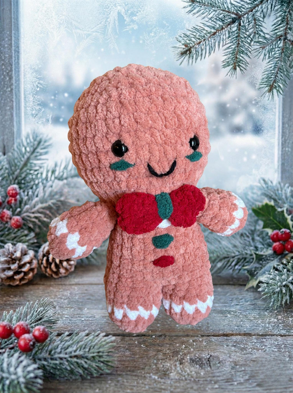 Crochet Gingerbread Plushie Amigurumi – Handmade Gift | Crescent Moon