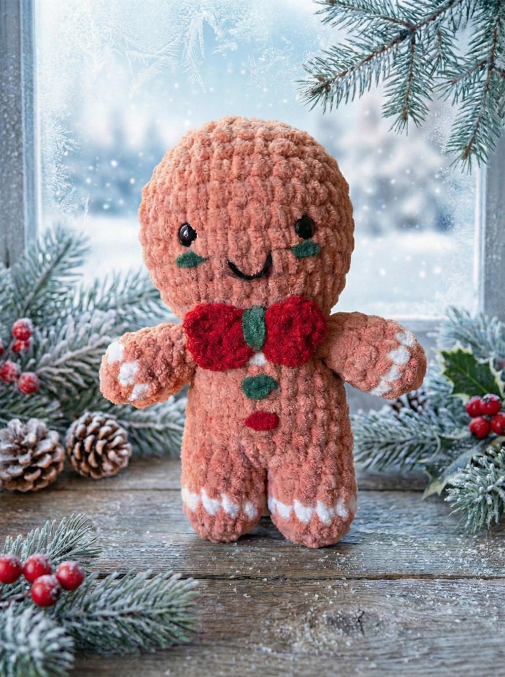 Crochet Gingerbread Plushie Amigurumi – Handmade Gift | Crescent Moon